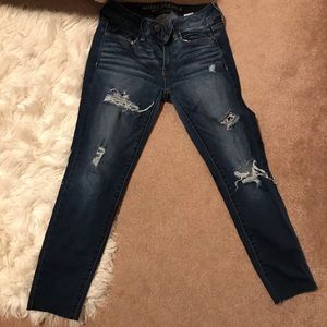 American Eagle Dark Wash Ripped Jeggings